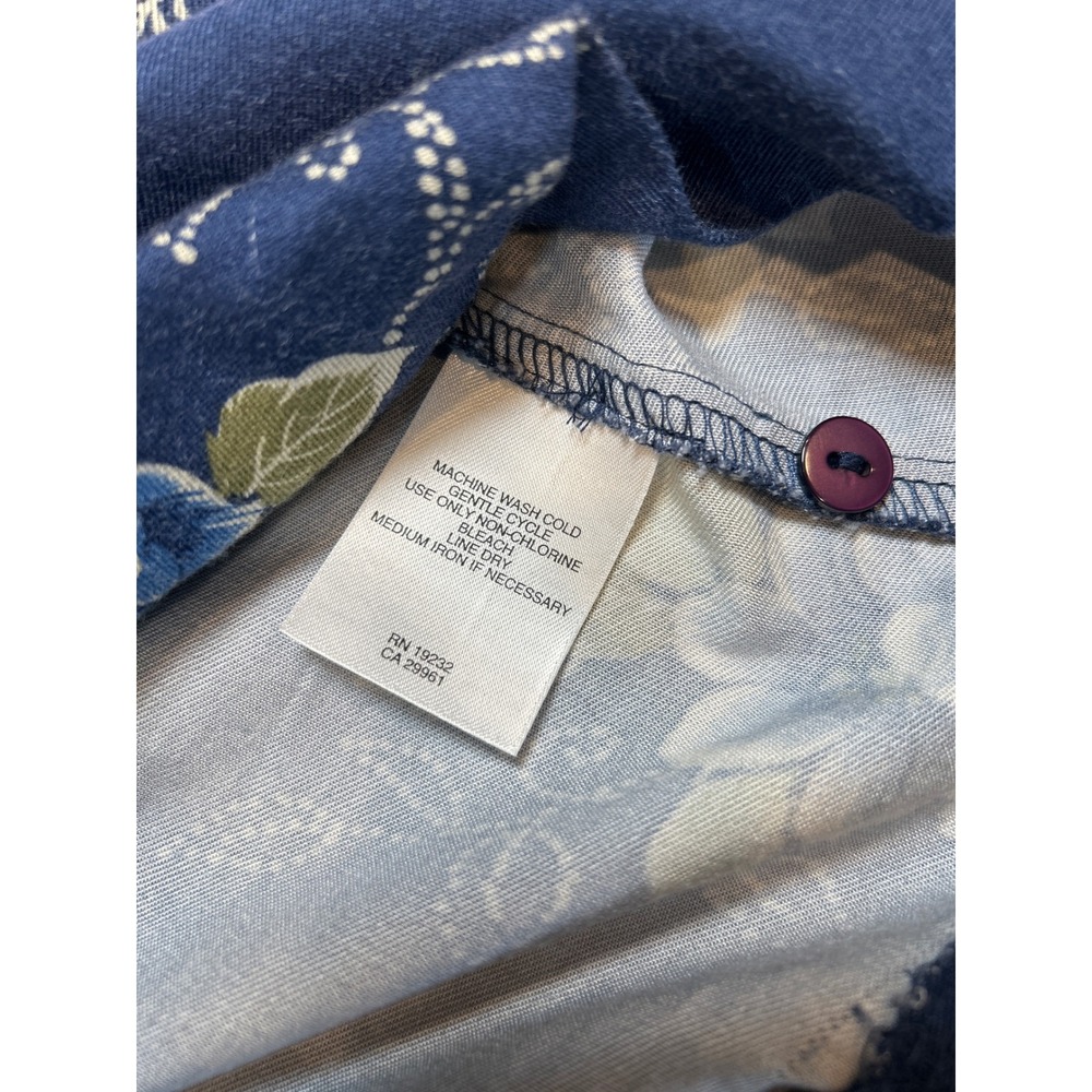 Alfred Dunner Floral Paisley Button Down Blouse Navy Blue Rayon Short Sleeve 12 - Picture 6 of 8